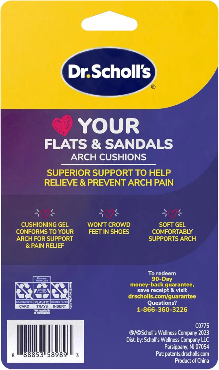 Dr. Scholl's Love Your FLATS & SANDALS Arch Cushions Women Size 6-10, 3 Pair