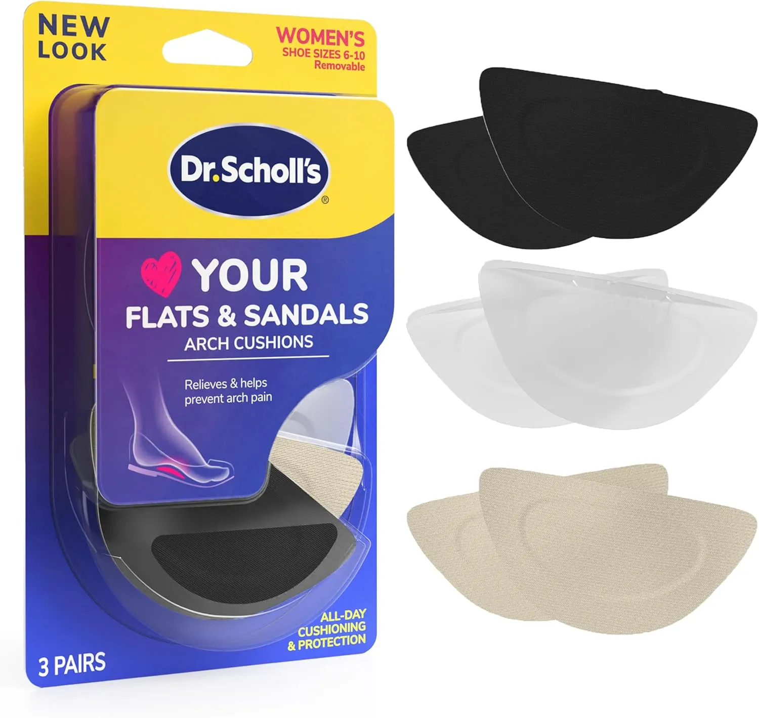 Dr. Scholl's Love Your FLATS & SANDALS Arch Cushions Women Size 6-10, 3 Pair