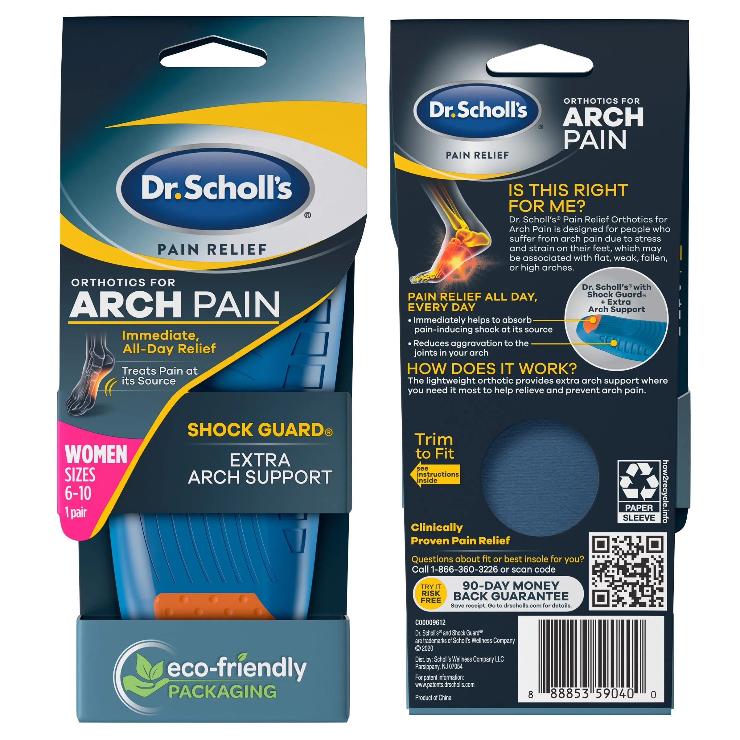 Dr. Scholl's Pain Relief Orthotics for Arch Pain for Women, 1 Pair, Size 6-11
