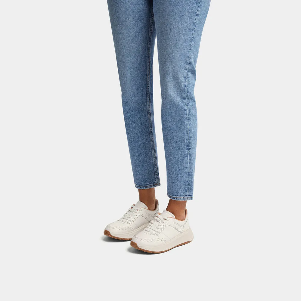 F-MODE Whipstitch Leather Flatform Trainers