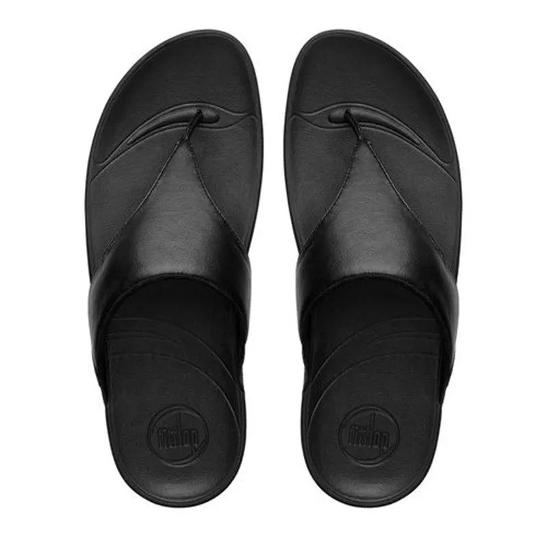 FitFlop LULU Leather Toe-Thong Sandal - Black