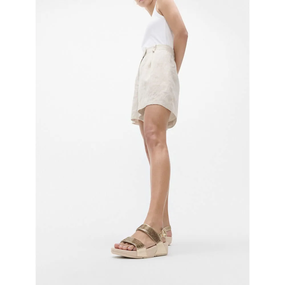 FitFlop Lulu Sequin Slide Backstrap Sandals - Platino