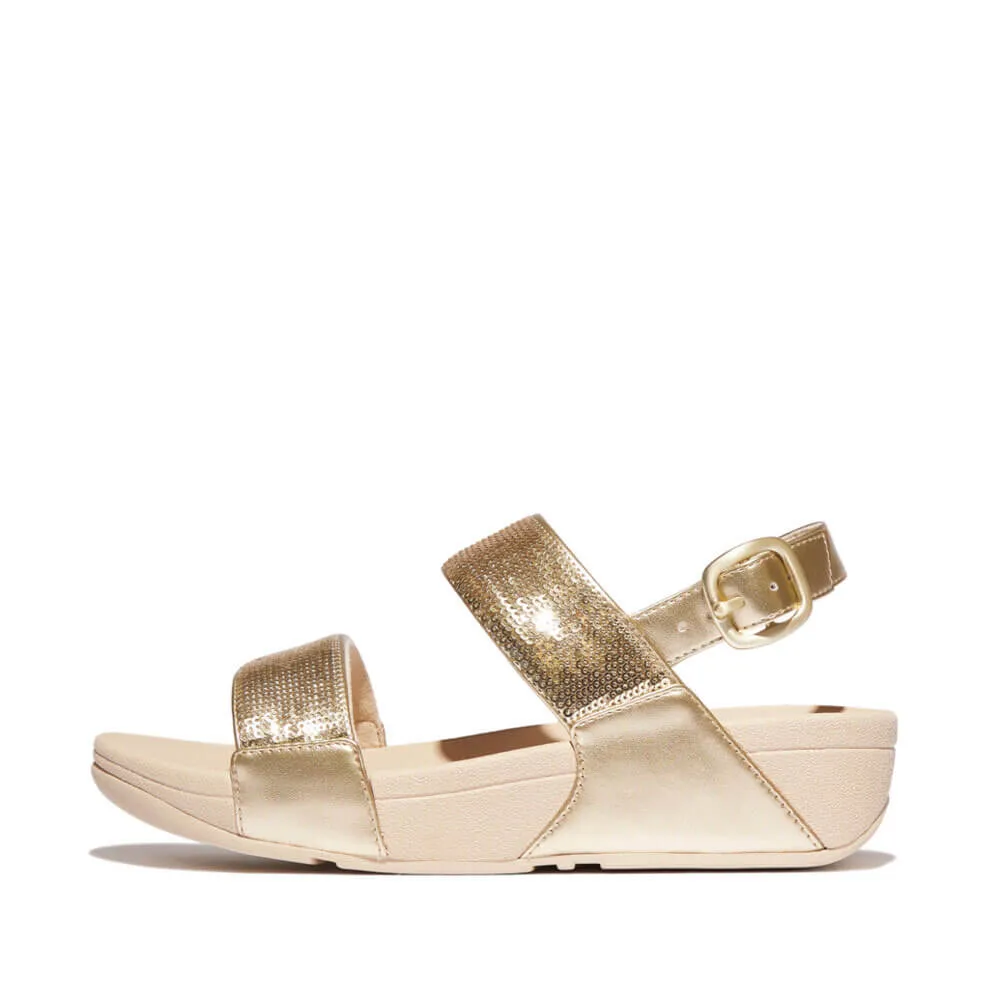 FitFlop Lulu Sequin Slide Backstrap Sandals - Platino