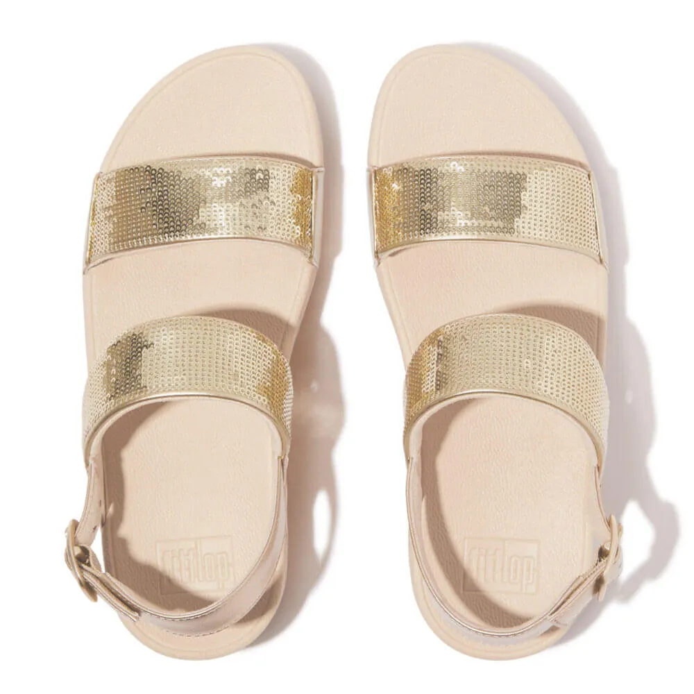 FitFlop Lulu Sequin Slide Backstrap Sandals - Platino