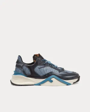 Flow Fabric Blue / Black Low Top Sneakers