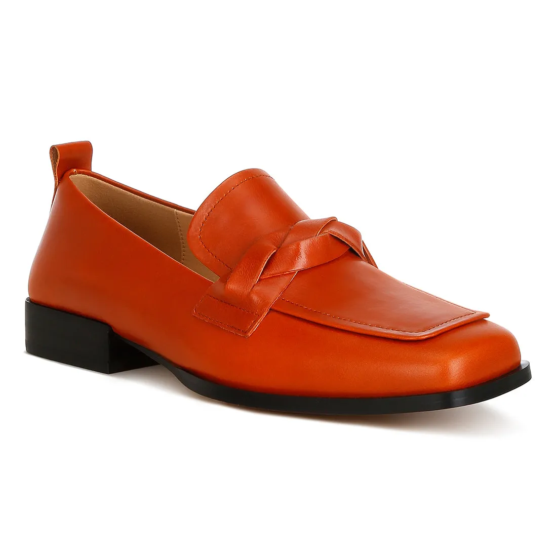 Genuine Leather Braided Loafers
