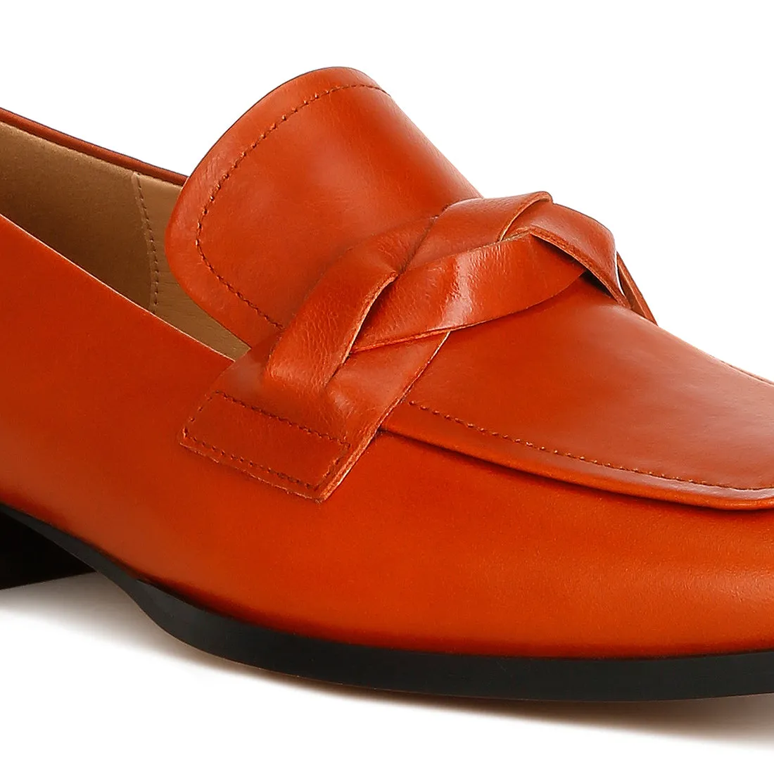 Genuine Leather Braided Loafers