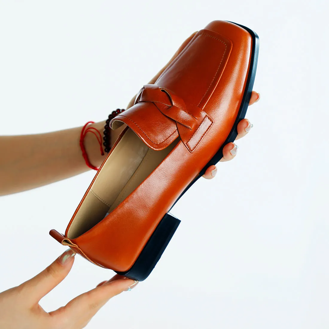 Genuine Leather Braided Loafers