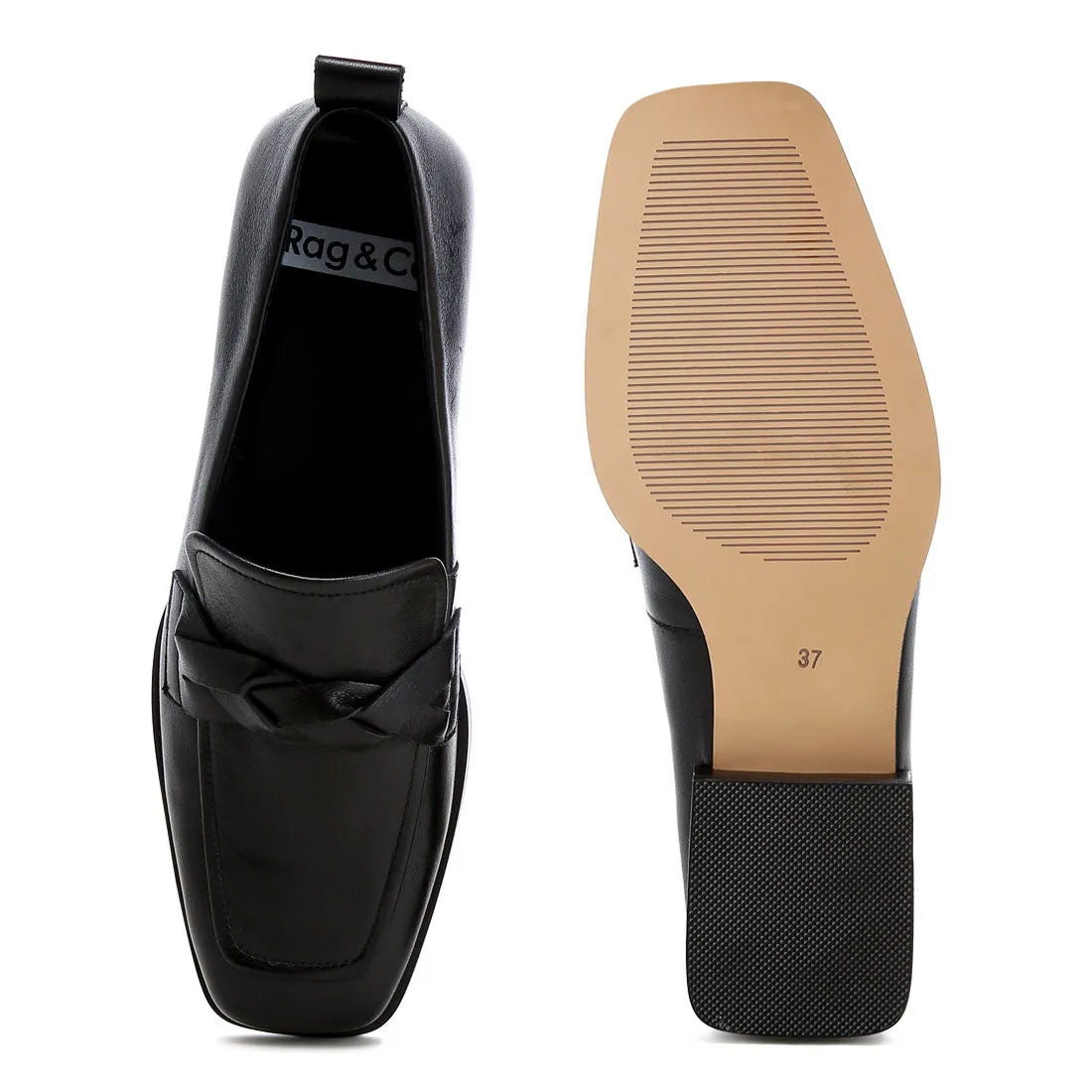 Genuine Leather Braided Loafers