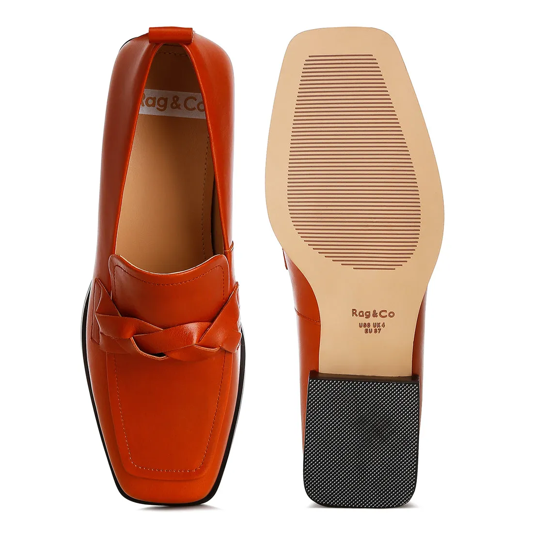 Genuine Leather Braided Loafers