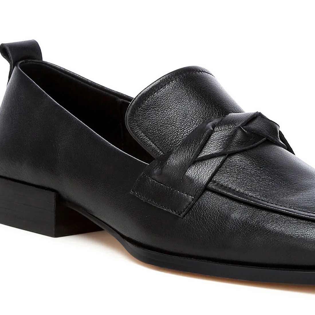 Genuine Leather Braided Loafers