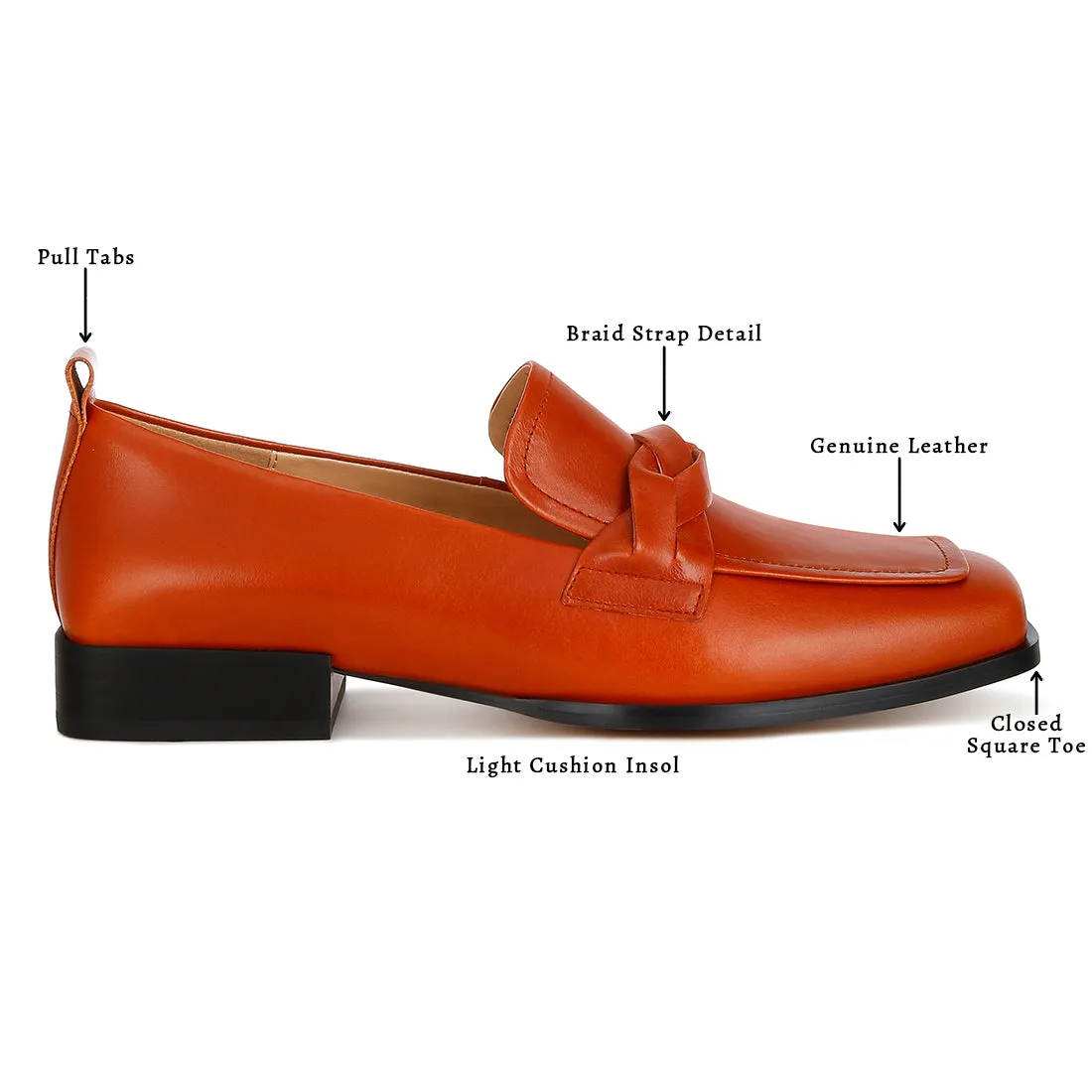Genuine Leather Braided Loafers