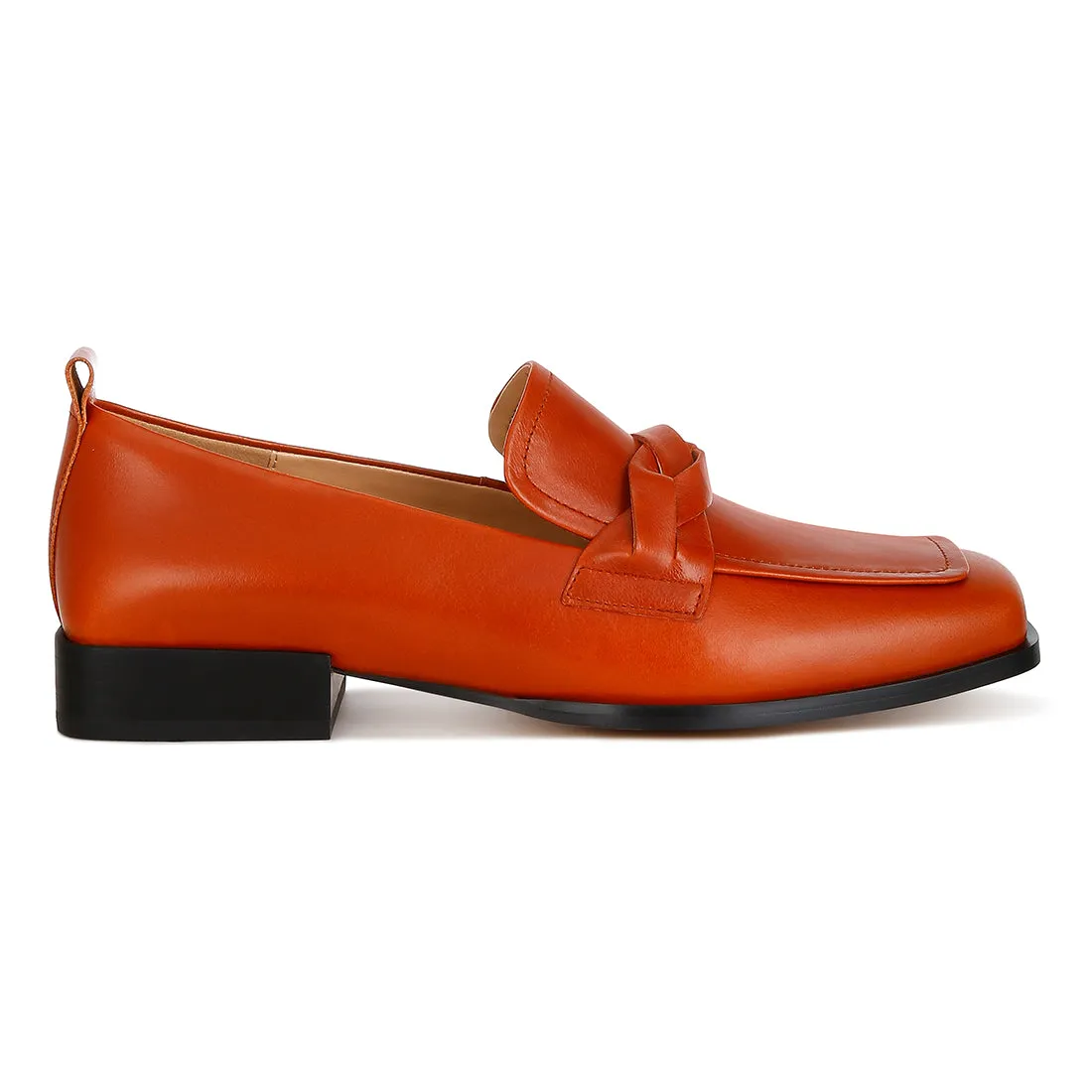 Genuine Leather Braided Loafers