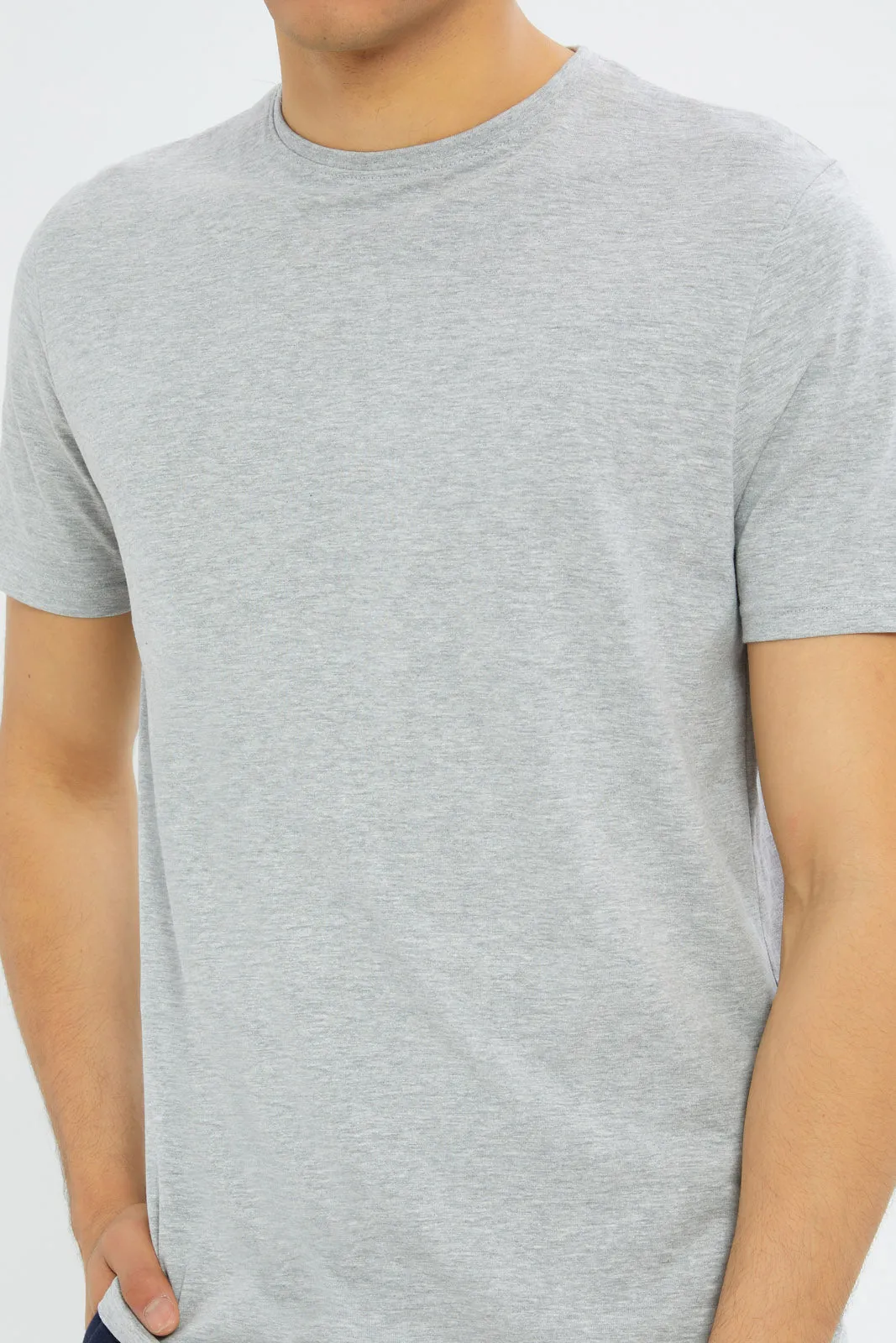 Grey Crew Neck Regular Fit T-Shirt
