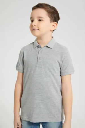 Grey Marl Pique Polo Shirt