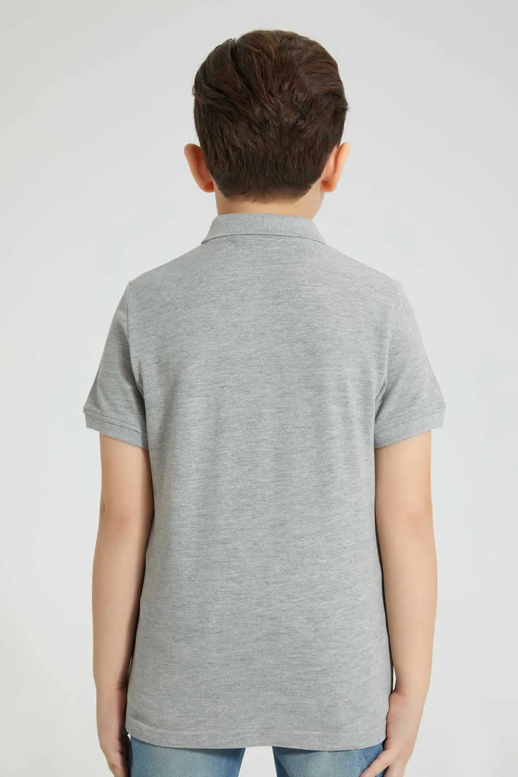 Grey Marl Pique Polo Shirt
