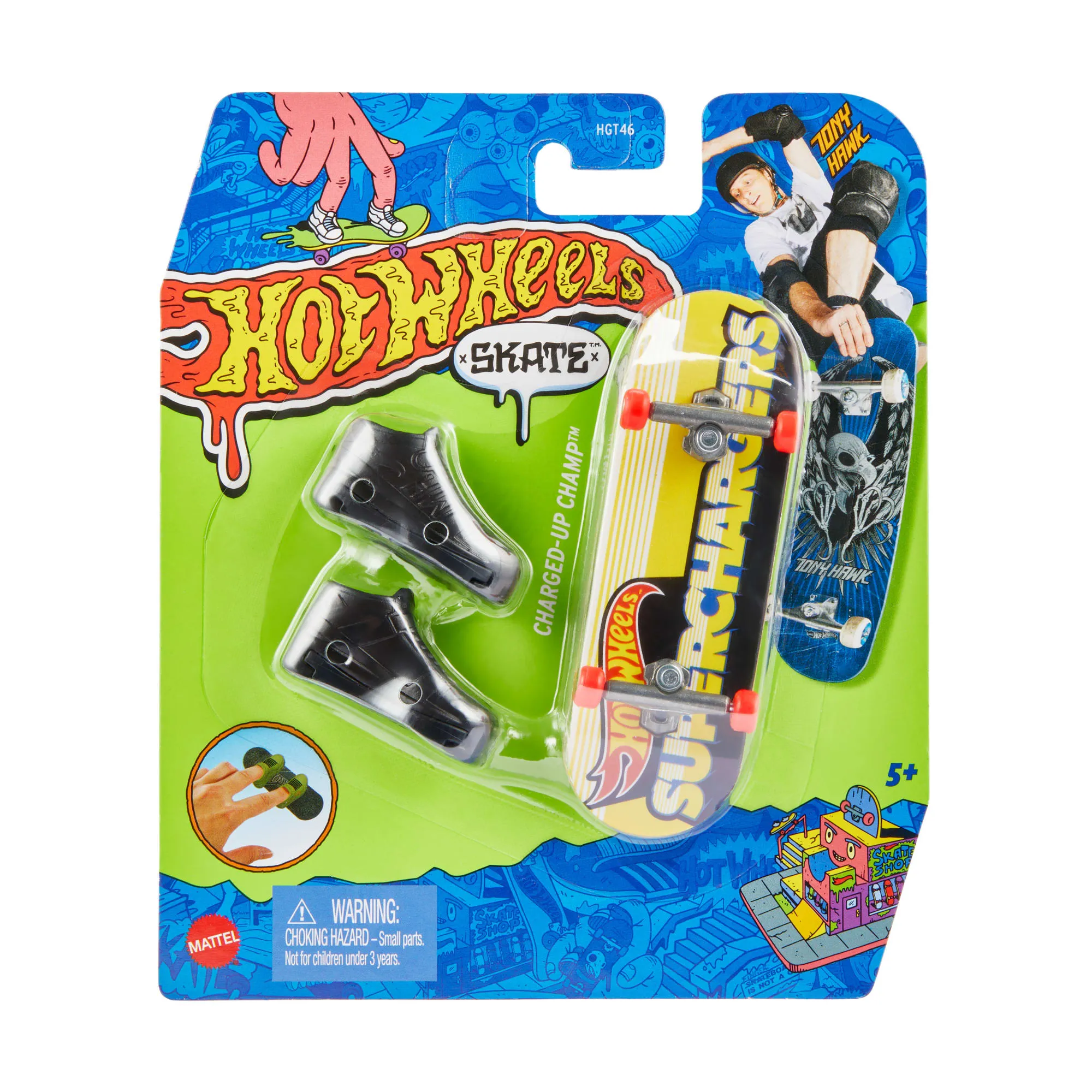 Hot Wheels Skate Veículo de Brinquedo Skateboard CHARGED-UP CHAMP™ com Tênis