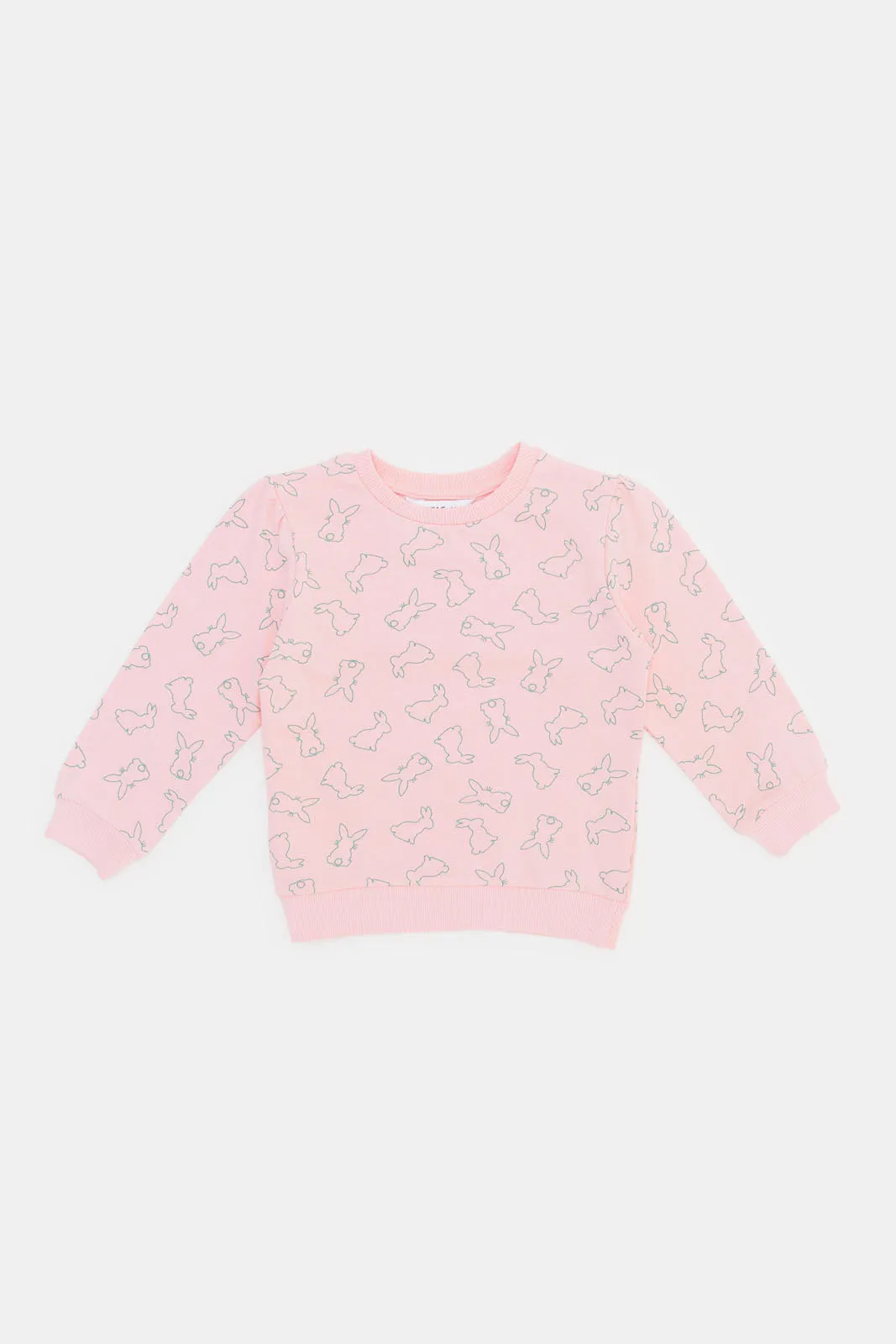 Infant Girls Pink And Teal Sweatshirt Set (2 Piece)