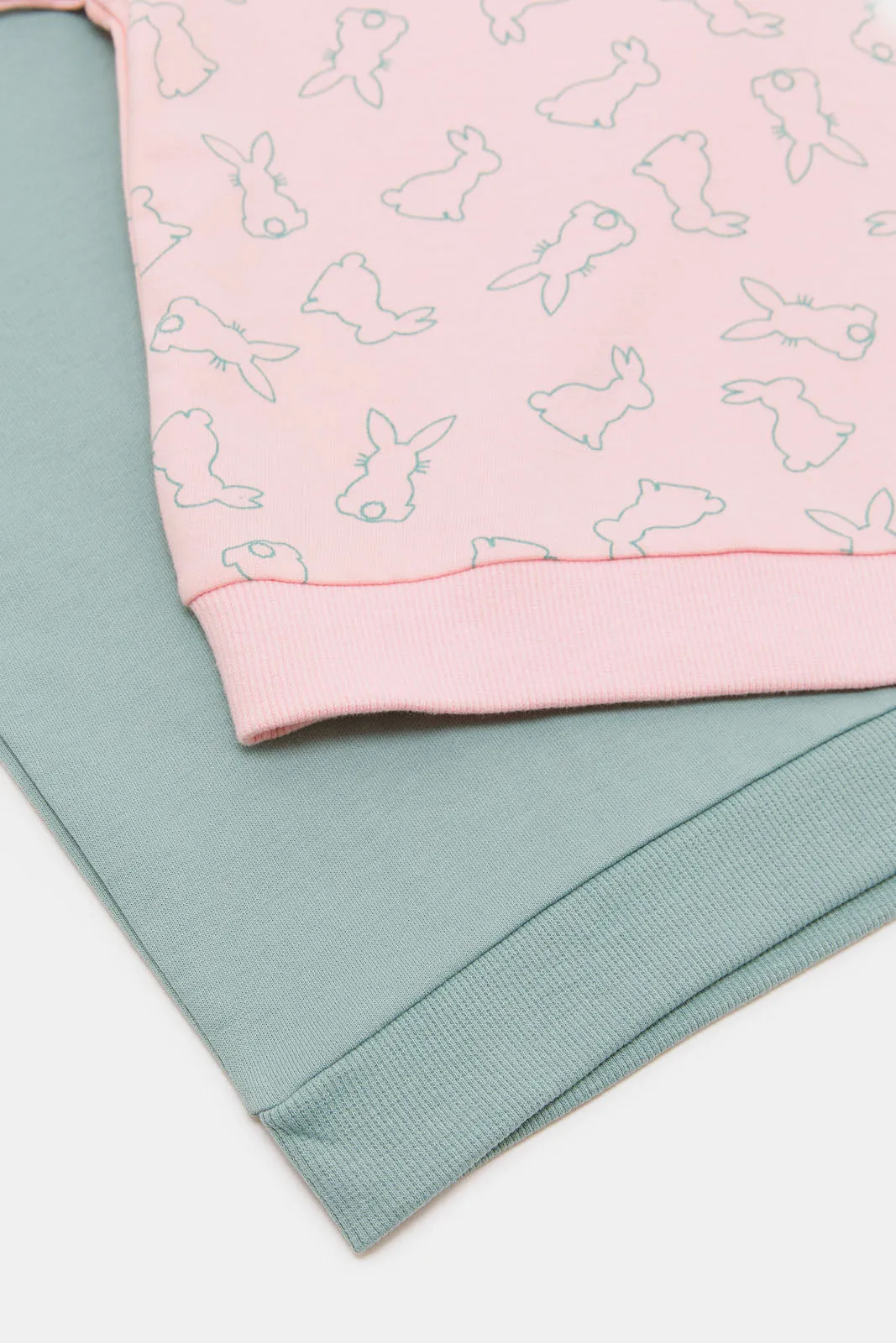 Infant Girls Pink And Teal Sweatshirt Set (2 Piece)