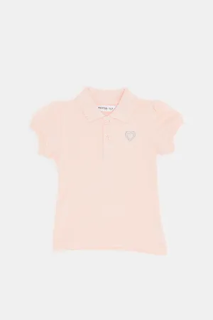 Infant Girls Pink Short Sleeve Pique T-Shirt