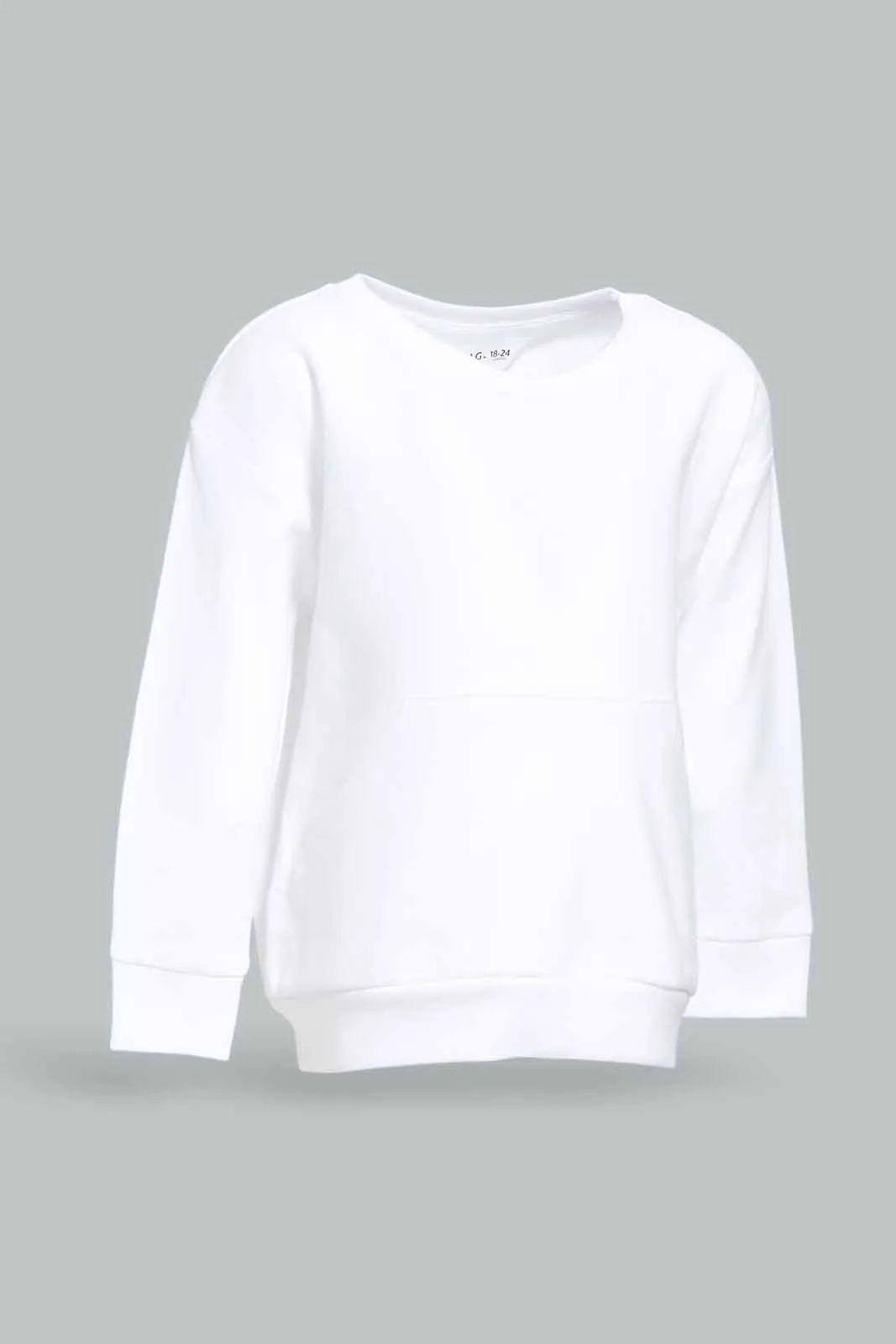 Infant Girls White Kangaroo Pocket Sweatshirt