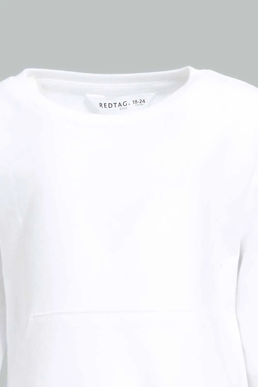 Infant Girls White Kangaroo Pocket Sweatshirt