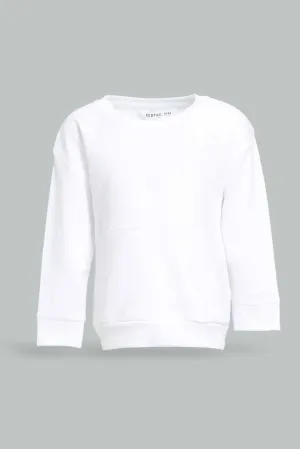Infant Girls White Kangaroo Pocket Sweatshirt