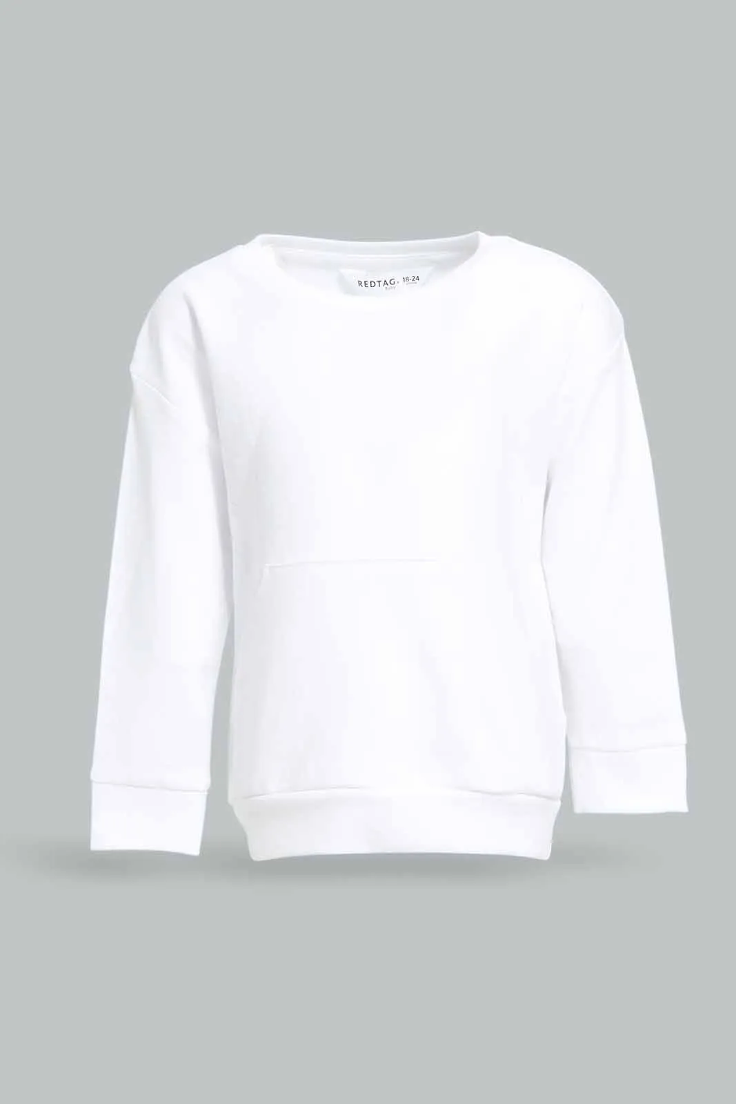 Infant Girls White Kangaroo Pocket Sweatshirt