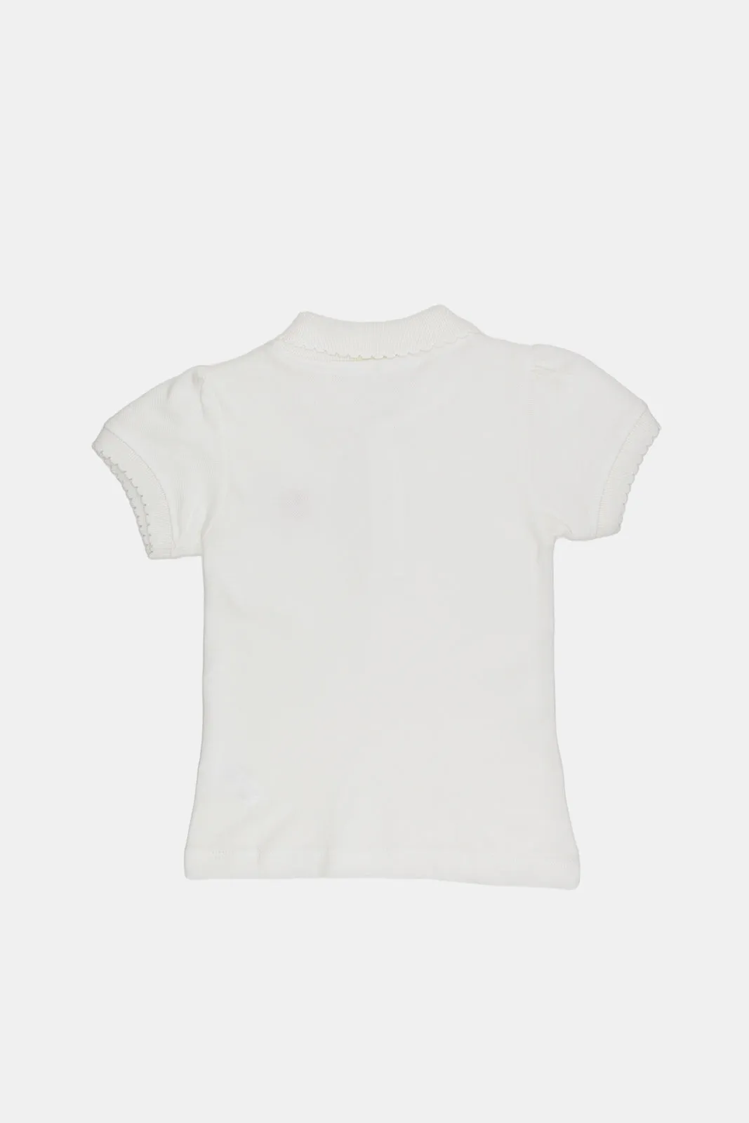 Infant Girls White Short Sleeve Pique T-Shirt