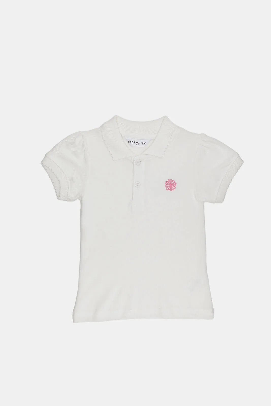Infant Girls White Short Sleeve Pique T-Shirt