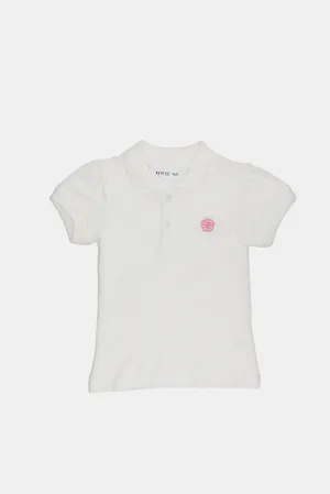 Infant Girls White Short Sleeve Pique T-Shirt