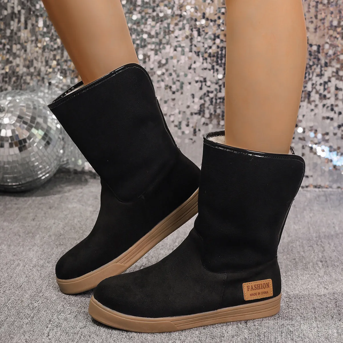 Isabella - Women's Winter Slip-On Mid-Calf Snow Boots with Platform Sole