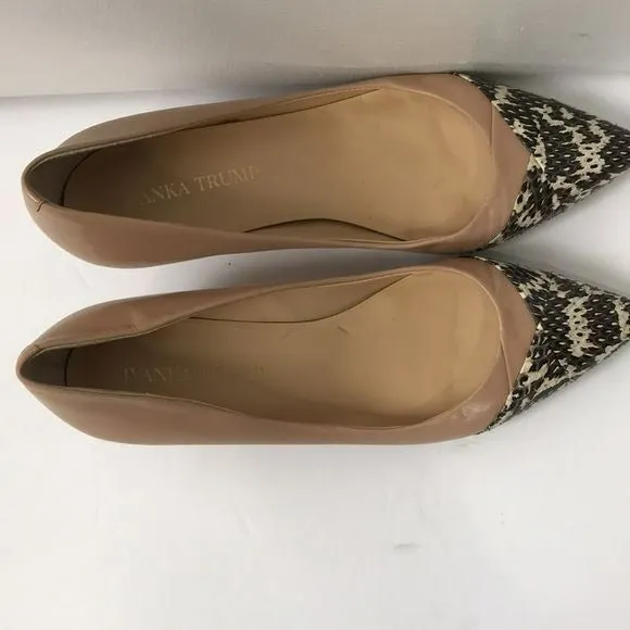 IVANKA TRUMP Beige Snakeskin Panel Kitten Heels Size 6.5M