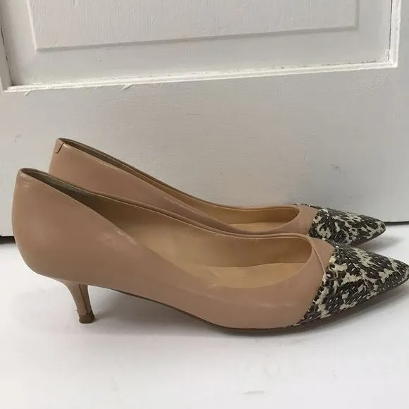 IVANKA TRUMP Beige Snakeskin Panel Kitten Heels Size 6.5M