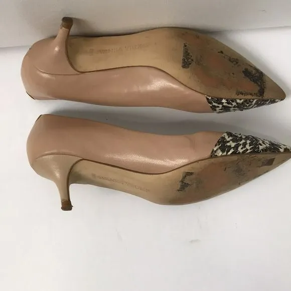 IVANKA TRUMP Beige Snakeskin Panel Kitten Heels Size 6.5M