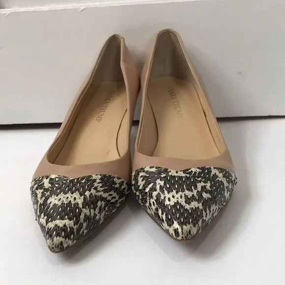 IVANKA TRUMP Beige Snakeskin Panel Kitten Heels Size 6.5M