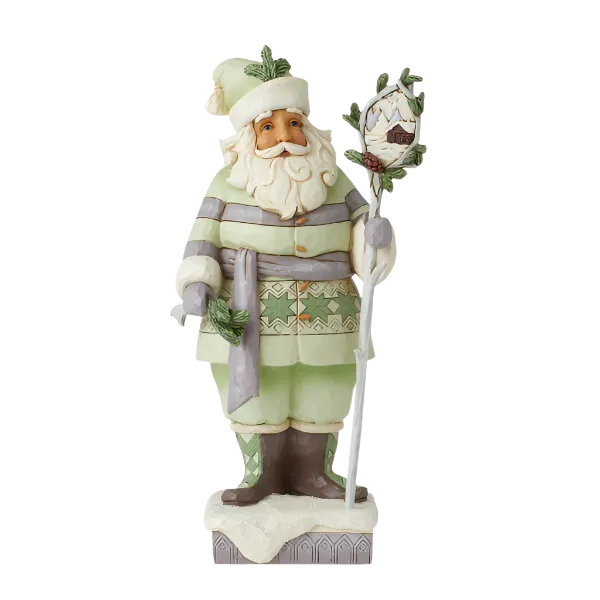 Jim Shore White Woodland Santa with Staff Figurine