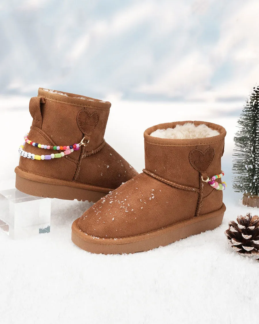 Kids Faux Fur Snow Boots | Winter Boots with DIY Charm Chains