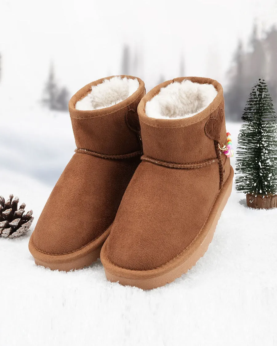 Kids Faux Fur Snow Boots | Winter Boots with DIY Charm Chains
