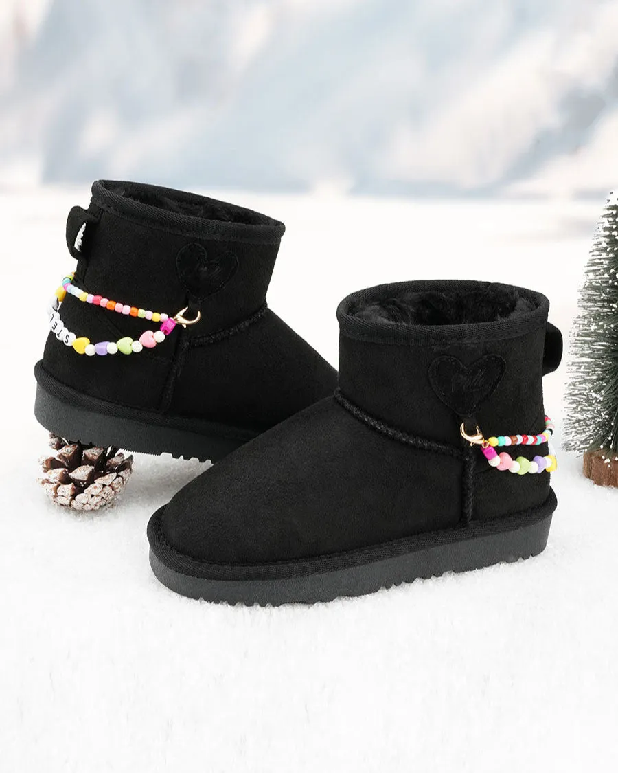 Kids Faux Fur Snow Boots | Winter Boots with DIY Charm Chains