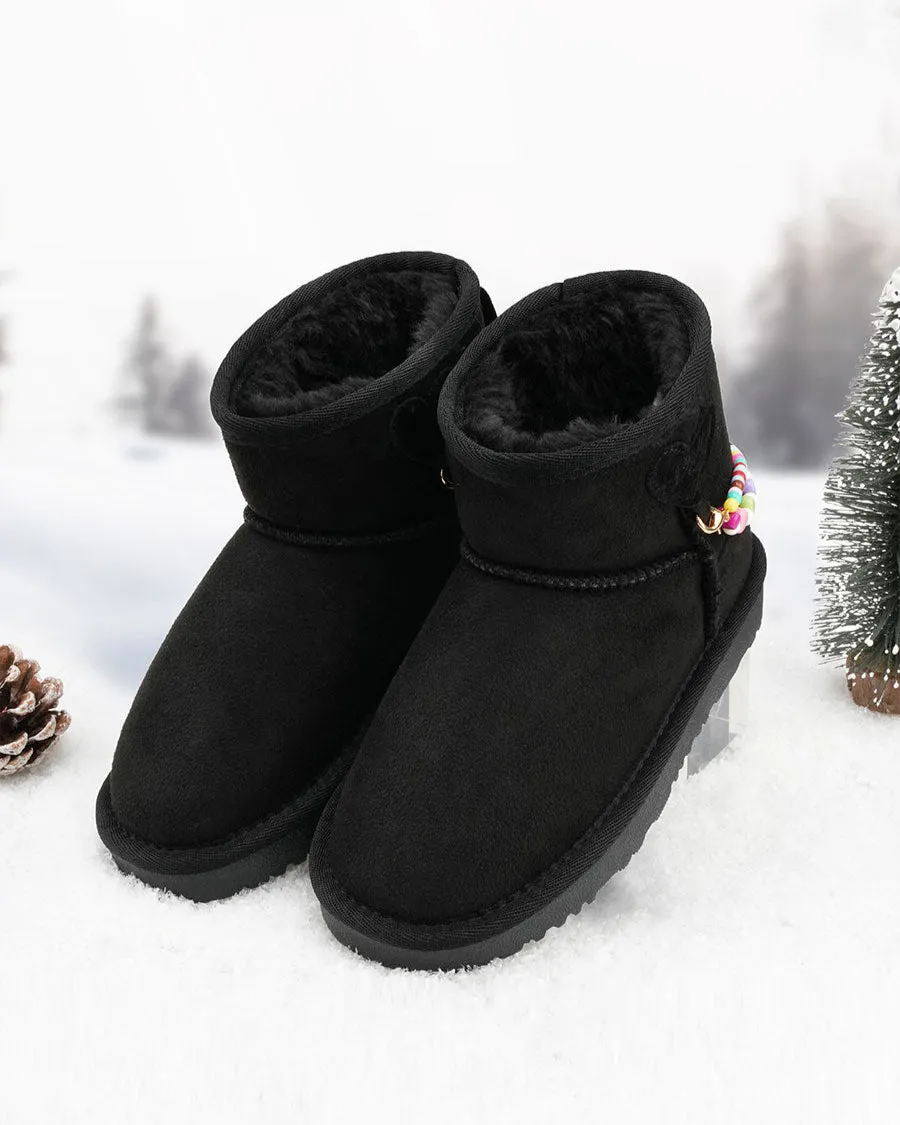 Kids Faux Fur Snow Boots | Winter Boots with DIY Charm Chains