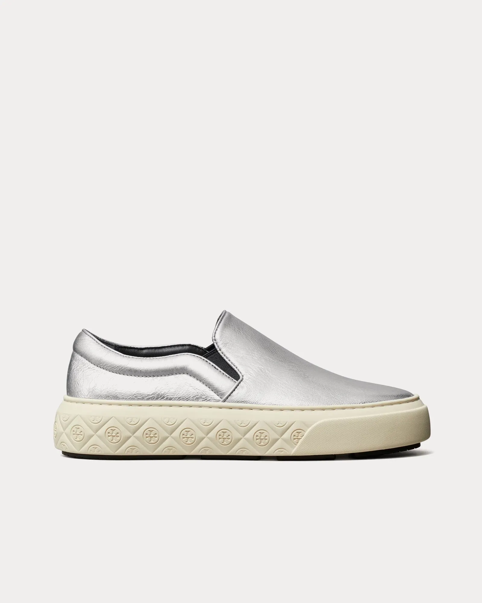 Ladybug Metallic Leather Silver Slip On Sneakers