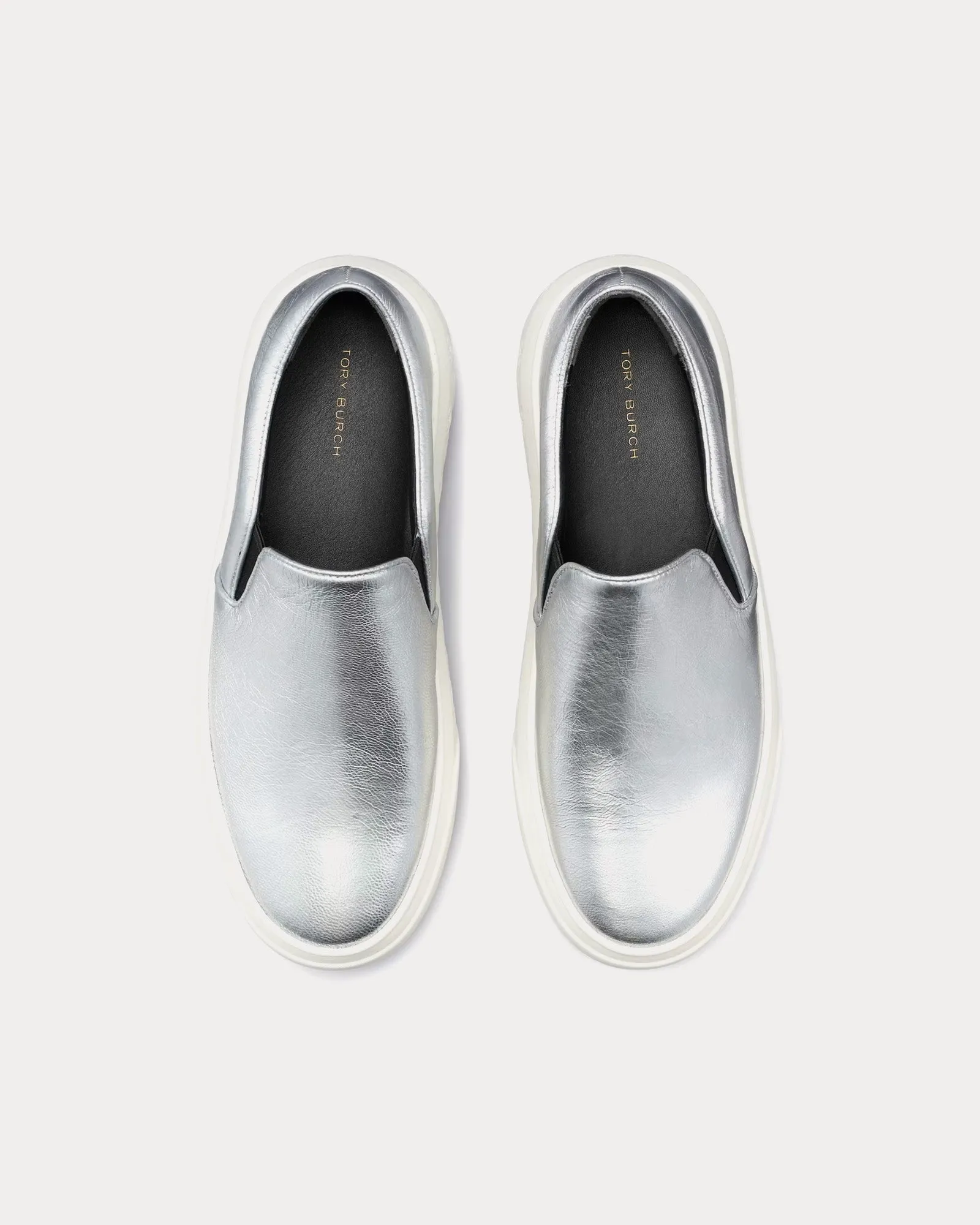 Ladybug Metallic Leather Silver Slip On Sneakers