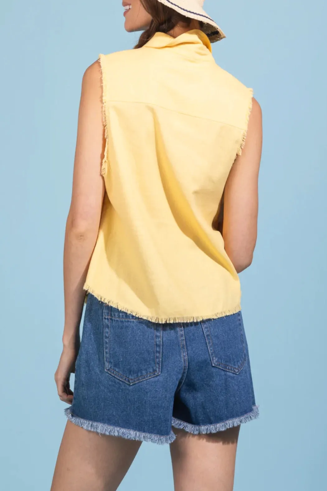 Lemonade Frayed Hem Sleeveless Top