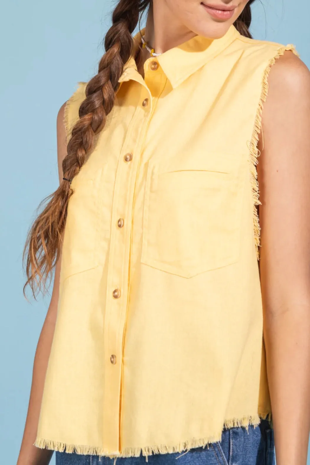 Lemonade Frayed Hem Sleeveless Top
