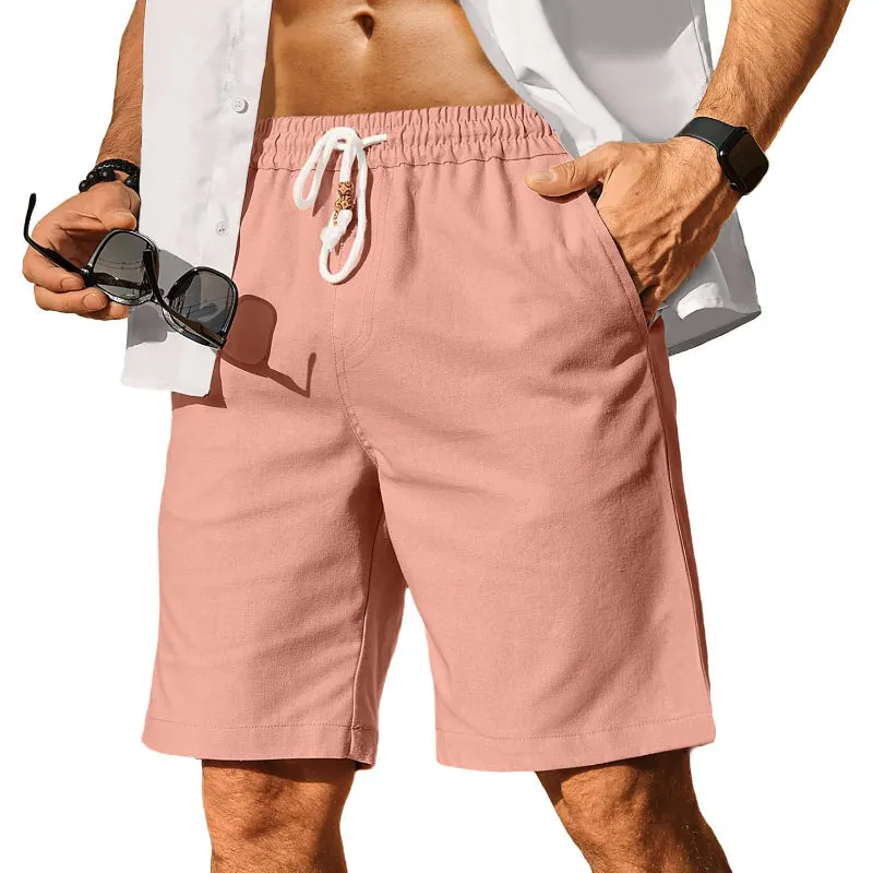 Linen Blend Elastic Shorts
