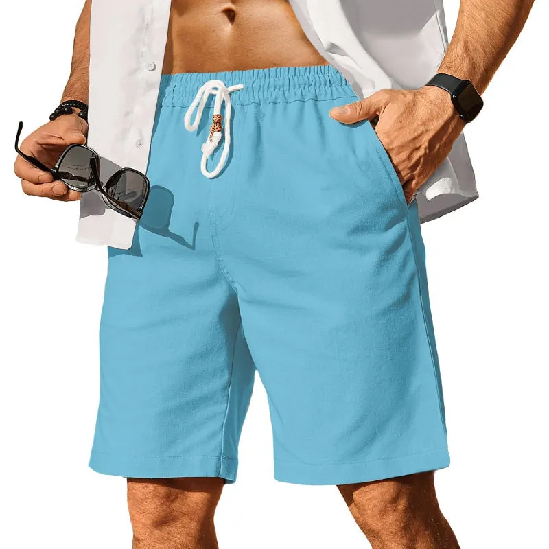 Linen Blend Elastic Shorts