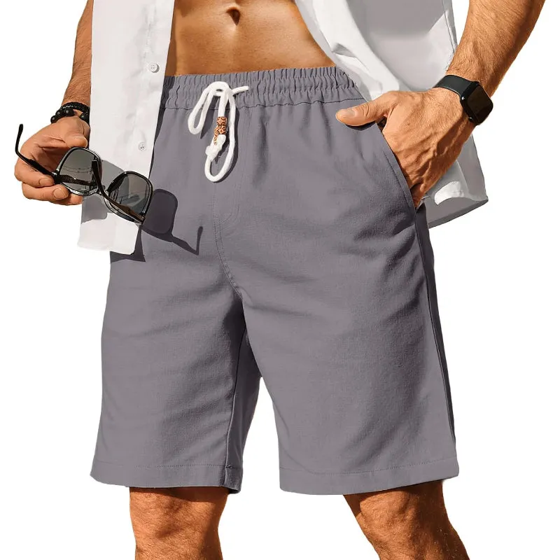 Linen Blend Elastic Shorts