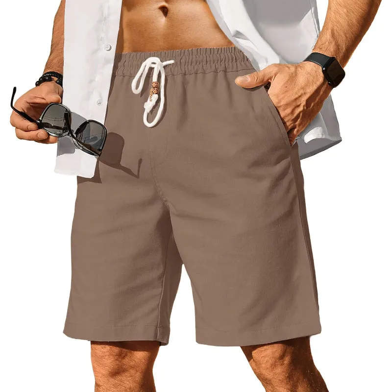 Linen Blend Elastic Shorts