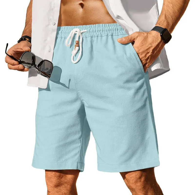 Linen Blend Elastic Shorts